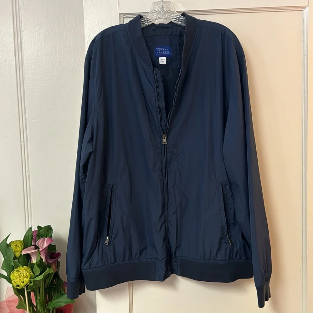 SIMPLY STYLED Lightweight Navy Blue Windbreaker Jacket Sz XL - Picture 10 of 12